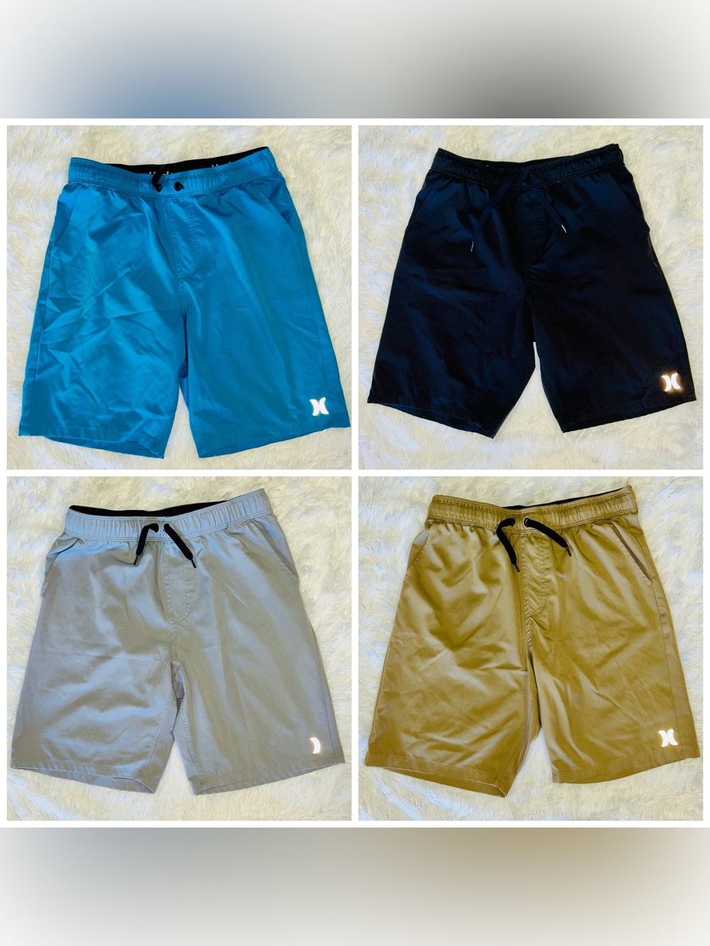 Boys Hurley Pull-On Shorts — Teal, Black, Gray & Khaki Size 14/16 XL